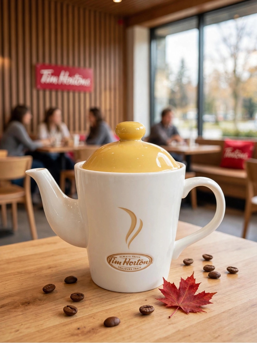 Tim Hortons Yellow & Cream Teapot